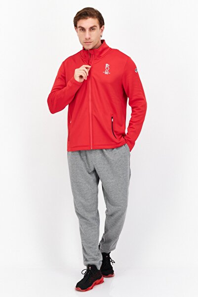 North Sails Men High Neck Graphic Print Jacket Shirt, Red