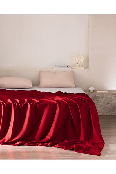 Madame Coco Ciel Single 100% Cotton Satin Duvet Cover - Red