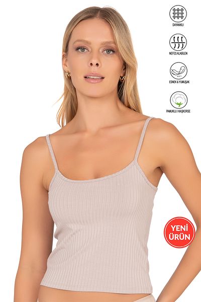 ÖZKAN underwear Özkan 27434 Γυναικεία βισκόζη καμιζόλα εύκαμπτη άνετη ρυθμιζόμενη λουράκι σχοινιού Crop Tank Bustier