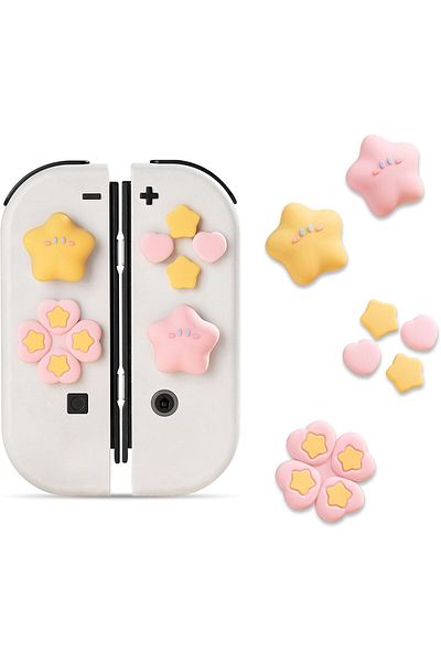 fulina 3D Soft Silicone Buttons Cover Caps,Cute Star,Comfort Hand Grip,Easy to Install,Not Easy to Fall Off