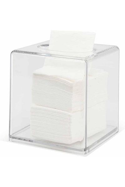 COOYA Tissue Box, Clear Acrylic, Countertop, 12.5x12.5x14cm, For Bathroom, Toilet and Kitchen
