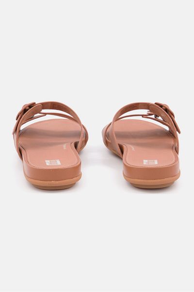 Fitflop Women Slip On Two Bar Leather Flats, Tan