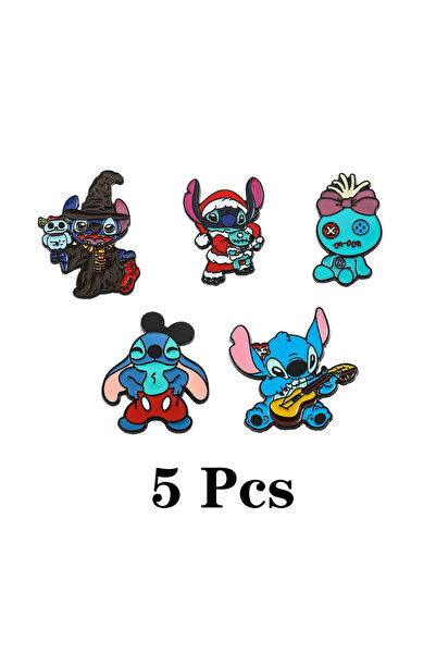 Choice XZ5451 ديزني 5 قطع من الرسوم المتحركة الكرتونية ليلو وستيتش دبوس ياقة ...