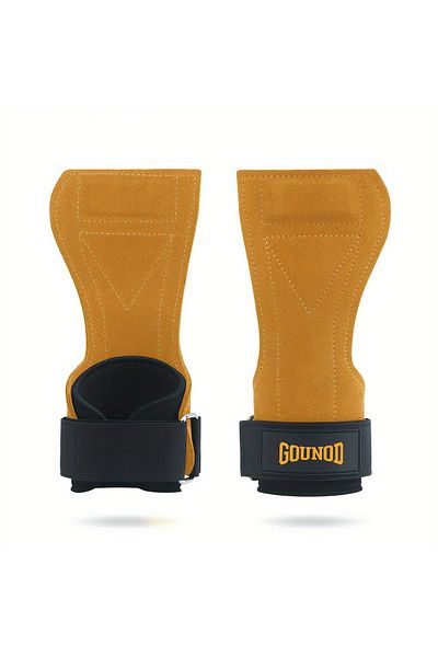 Choice YELLOW 2pc/1Pair GOUNOD Gym Grip Cowhide Palm Protector Weightlifting Gymnastics Exercise Glove Grip