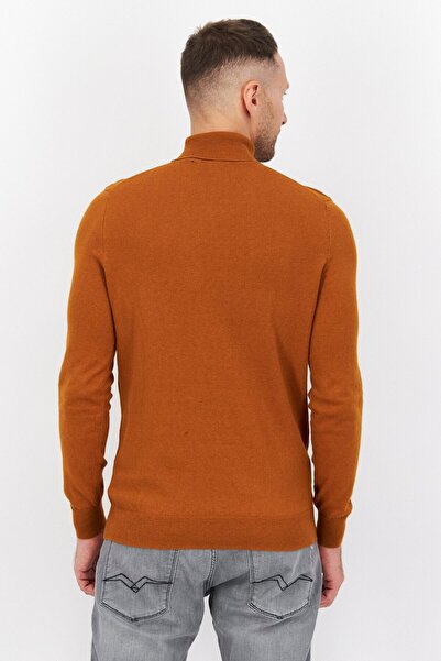 Lyle & Scott Men High Neck Brand Logo Sweaters, Cider Brown