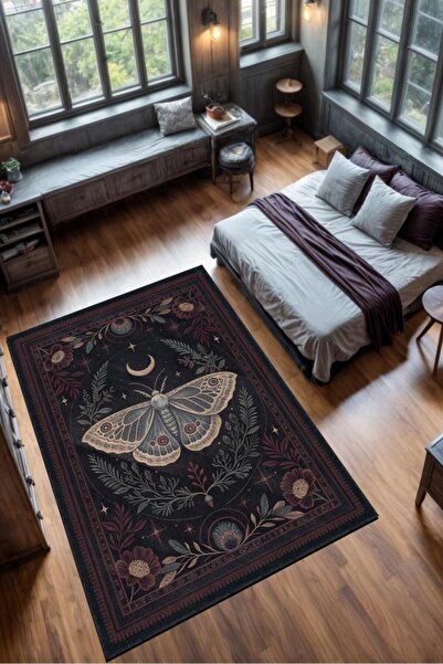 Noah's Ark Collection Gothic Butterfly Floral Cream Stylish Concept Rug with Border