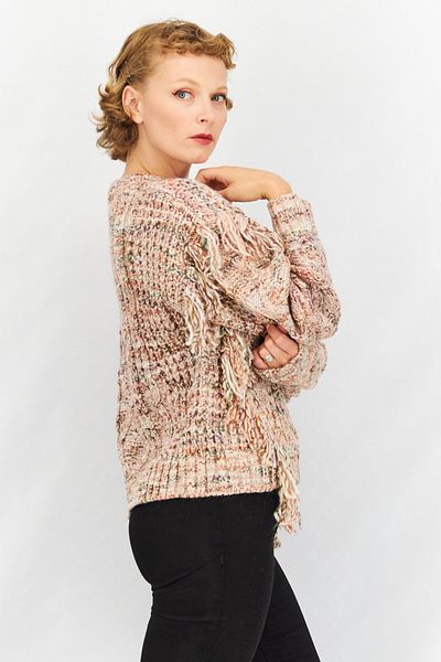 Joie Women Crew Neck Textured Long Sleeve Sweater, Light Pink