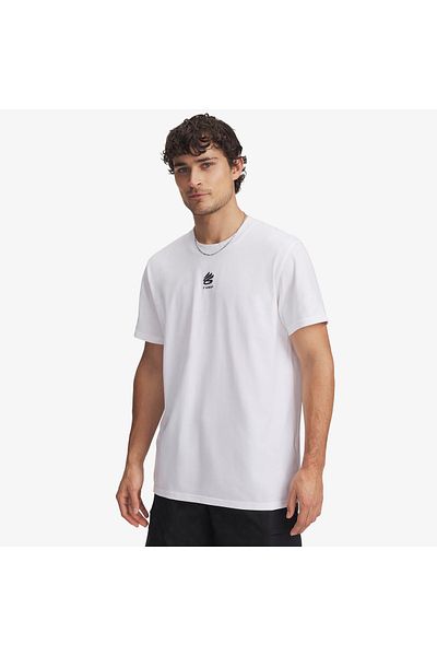 Under Armour Ανδρικό λευκό μπλουζάκι με λογότυπο Curry Heavyweight