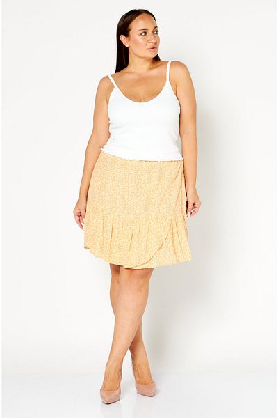 Esprit Women All Over Printed Mini Skirts, Peach