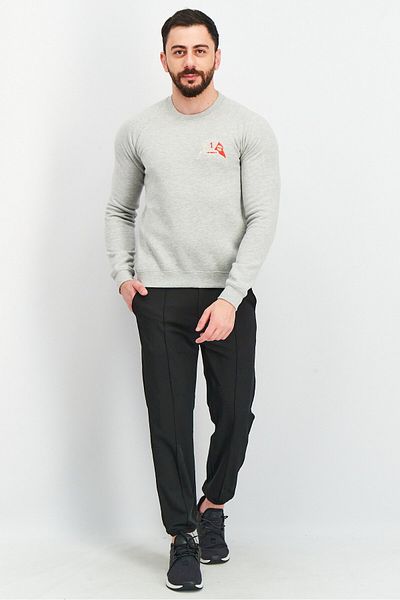 Heroes Motors Men Crew Neck Embroidered Fleece Long Sleeve Sweatshirts, Heather Grey