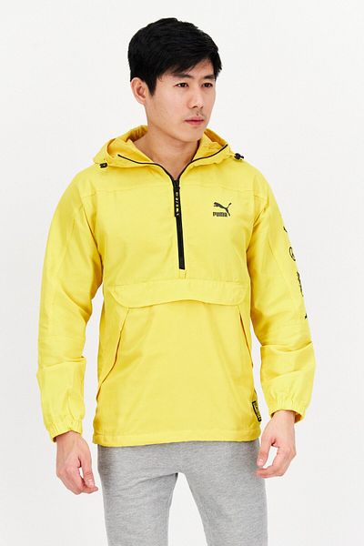 Puma x Staple Men Sportswear Fit Long Sleeve Brand Logo Training Sweatshirt, Yellow
