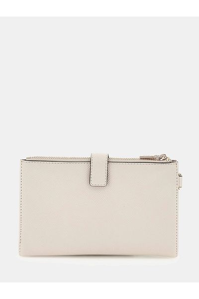 Guess Women's Ecru Laurel Double Zipper Organizer