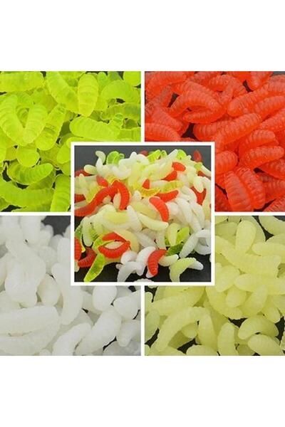 valkyrie 200 Adet 2,4cm Yumuşak Silikon Kurtçuk Olta Balık Yemi - 4 Farklı Re...