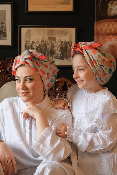 Giverny Πλακάκι Ψηφιακό εμπριμέ Mother Daughter Συνδυασμός Μουσουλμανικό Κασκόλ Βαμβακερό Πολυεστέρα Αστέρι με σχέδιο 6004_05