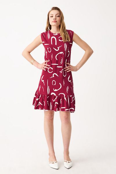 Know Rochie mini Crinkle fără mâneci cu model burgundă