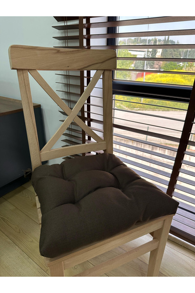GOCCIA HOME Keten Görünümlü Sandalye Minderi Acı Kahve 40x40cm