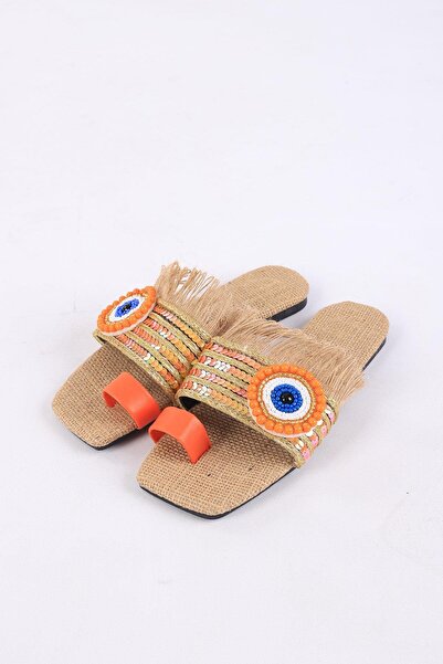 layki Clesse Помаранчеві капці з плетеним камінням