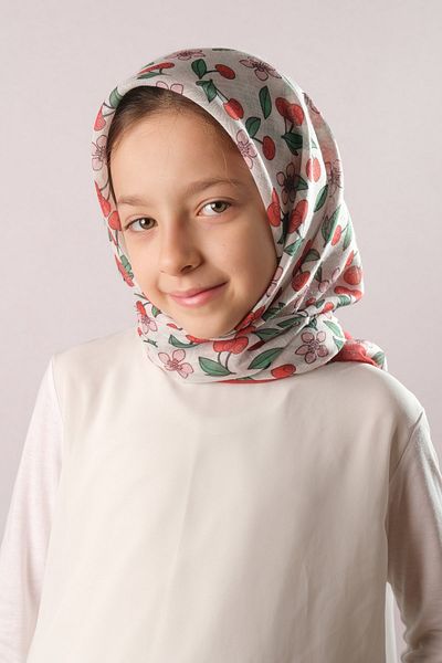 Giverny Πλακάκι Ψηφιακό εμπριμέ Παιδικό Μαντίλι Hijab Βαμβακερό Πολυεστέρας Cherry Pattern 6001_05