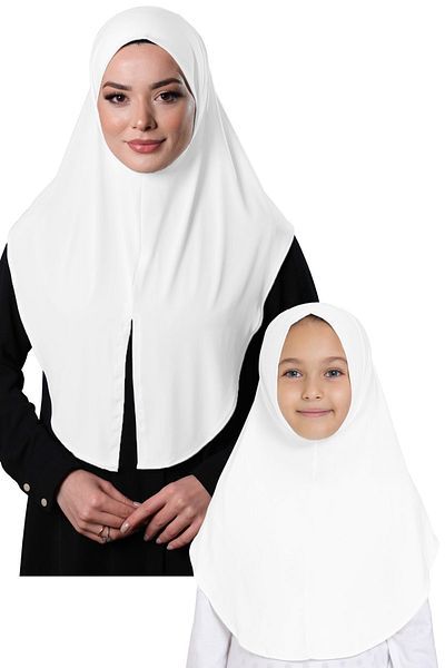 HÜRREM BONE Λευκός συνδυασμός Mother Daughter Hijab Sandy 230812 _42 Μαντήλι Hijab