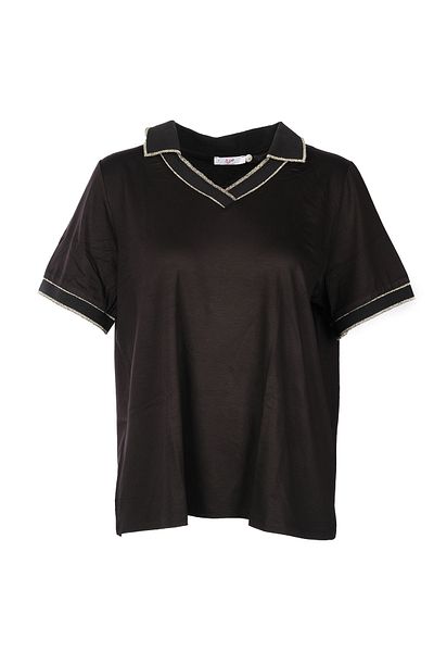 Vedi Plus Size Polo Neck Women's T-Shirt with Glitter Detail