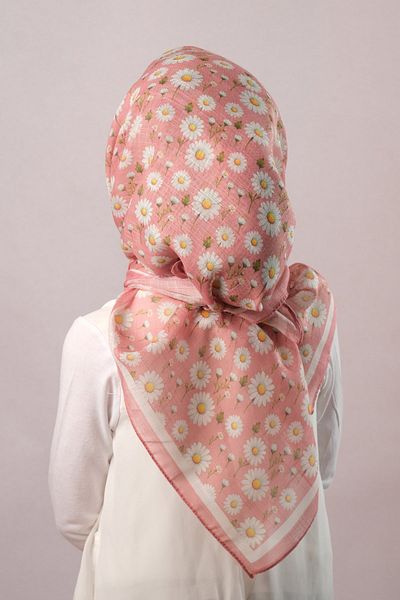 Giverny Dusty Rose Digital Printed Παιδικό Μαντίλι Hijab Βαμβακερό πολυεστέρα μαργαρίτα με σχέδιο 6003_18