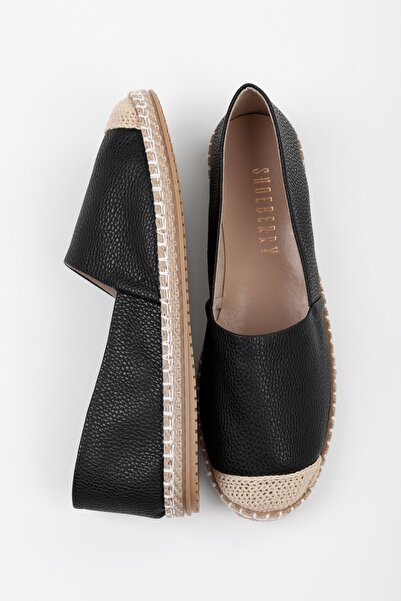 Shoeberry Women's Ziles Black Skin Espadrille