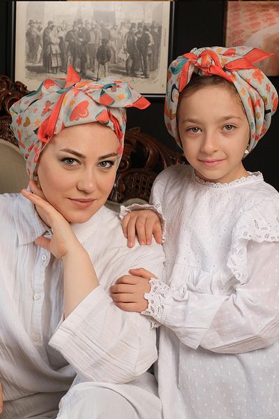 Giverny Πλακάκι Ψηφιακό εμπριμέ Mother Daughter Συνδυασμός Μουσουλμανικό Κασκόλ Βαμβακερό Πολυεστέρα Αστέρι με σχέδιο 6004_05