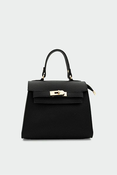 LAMİNTA Geantă de mână Rewinta Black Lock Detaliată pentru femei, neagră