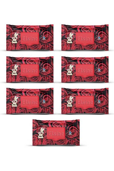 MBB ETİCARET 7 Pack Red Rose Wet Towels 90 Pieces with Lids Rose Scented