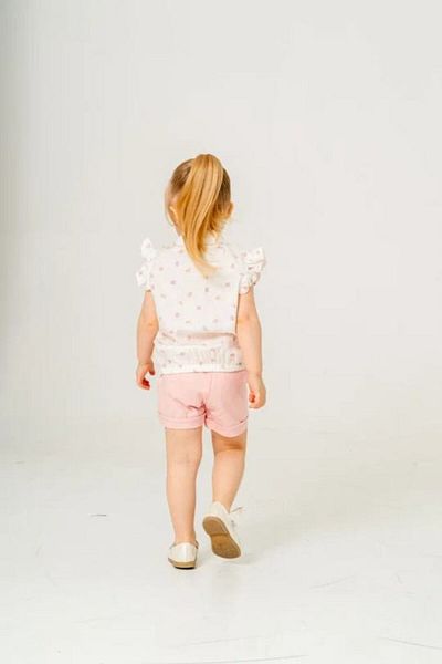 e-çocuk Flower Embroidered Girl's Shorts Suit 4415-14
