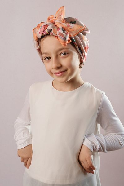 Giverny Mustard Digital Printed Παιδικό Hijab Κασκόλ Βαμβακερό πολυεστέρα Παγωτό με μοτίβο 6002_43