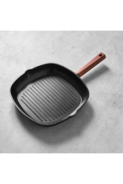 Hisar Oslo Granite Grill Pan 28 cm Wood