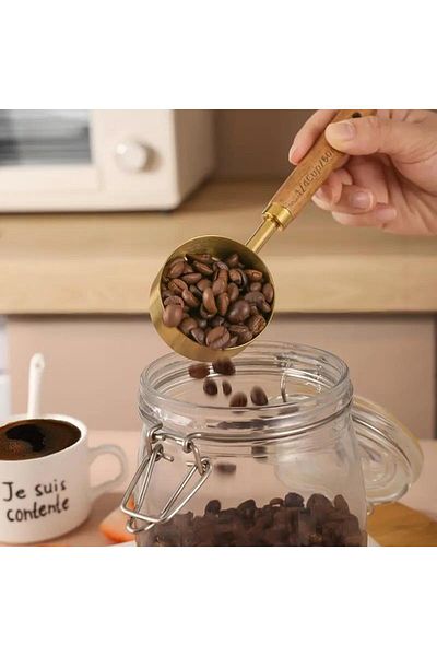 valkyrie 4 Pieces large Size Stainless Steel Measuring Cup Set - Wooden Handle, 60ml 80ml 125ml 250