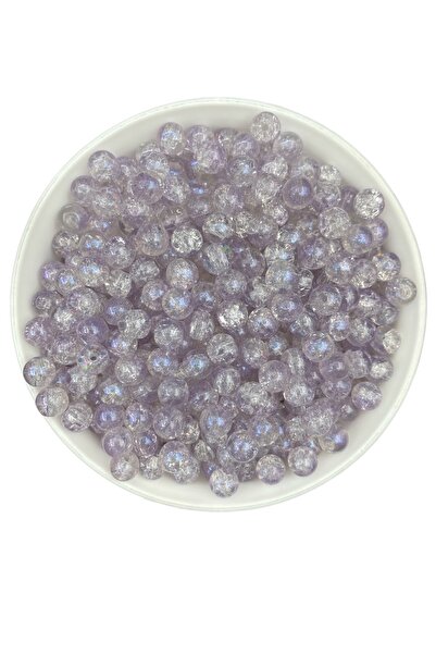 Hedef Bijuteri 50 جرام 8 مم زجاج أرجواني فضي متشقق خرز بلوري للمجوهرات والهوا...