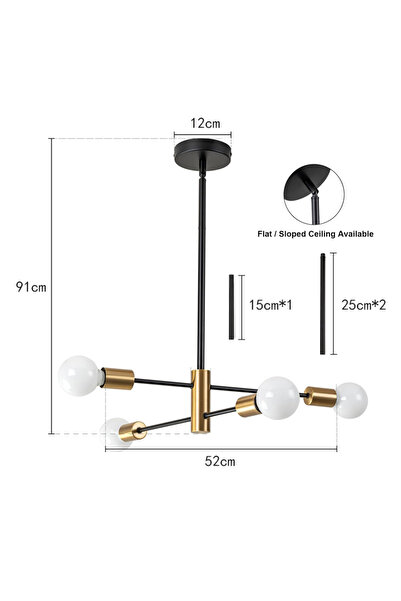 Choice ثريات سبوتنيك سوداء حديثة بدون لمبة، 4 رؤوس، مصباح LED 4/6/8 مصابيح إض...