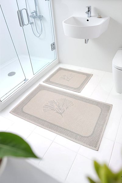 Myevilla Washable Peanut Rug - Product of 2 / 60X100-50X60Cm / Floral Motifs