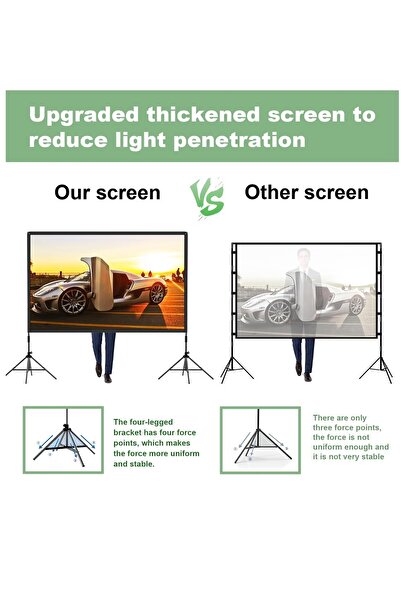 FlashHawk Projector Screen with Stand -100 inch 16:9 4K HD with Four-Legged Frame Carry Bag for Home Theater