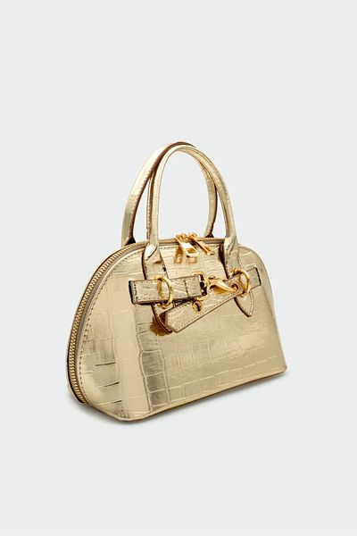 LAMİNTA Mini Geantă Vola Gold pentru femei cu accesorii din metal