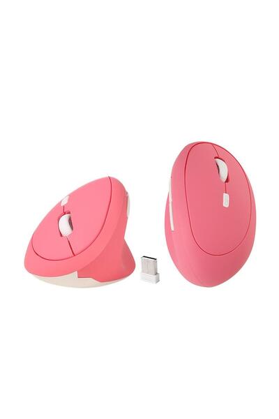 valkyrie Y08 Dikey Kablosuz 2.4g Sessiz Şarjlı 6 Tuşlu Vertical Mouse 1600dpı 400mah Pembe