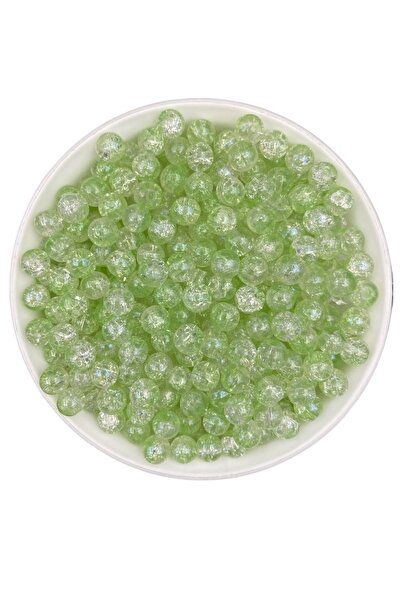 Hedef Bijuteri 50 جرام 8 مم زجاج أخضر فاتح فضي متصدع خرز بلوري للمجوهرات واله...