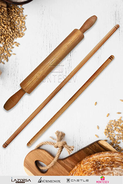 MONTESEV Zambak Serisi Ahşap Hamur Açma Oklavası Merdanesi 3 lü Set ECHO3