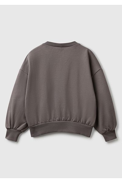 United Colors of Benetton Girl's Anthracite Rolling Stones Printed Logo Label Sweatshirt
