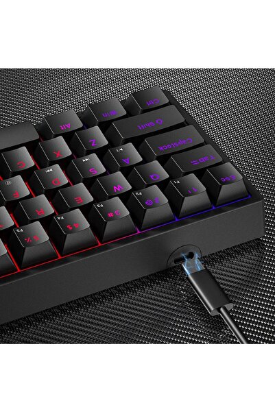 valkyrie Leaven K620 Blue Switch Mekanik Gaming Oyun Klavyesi Rgb 61 Key Mavi Tuş Type-c Klavye Siya