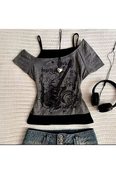 DEEFWEAR Y2k κιθάρα με στάμπα Vintage λουράκι Crop Top