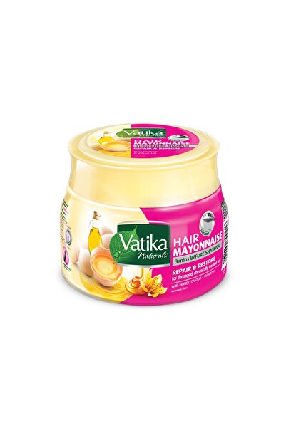 Vatika إصلاح واستعادة الشعر بالمايونيز مع العسل والخروع والنخاع للشعر التالف والمعالج كيميائيًا