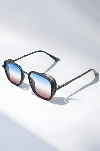 Eyesofia Black Blue Gradient Izara Unisex Sunglasses - Rectangular Design