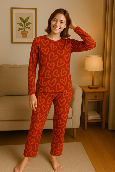 Gawzera Sude Heart Planet Suede Gawzera Pajama Set