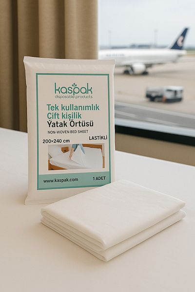 Kaspak disposable products Double Disposable Bedspread - Elastic, 200*240cm, 5 Pieces