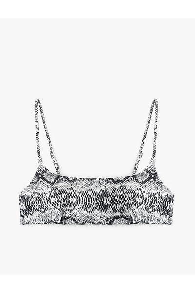 Koton Suport ușor cu imprimeu șarpe cu bretele subțiri Bralet Bikini Top