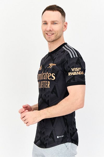 adidas Men Sportswear Fit Short Sleeve Emirates Football Jersey, Black